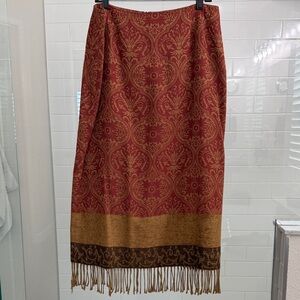 Chic Red and Brown Maxi Skirt